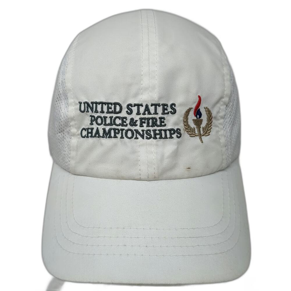 Headgear Baseball Cap White One Size Mesh Side Police Fire Championships Hat
